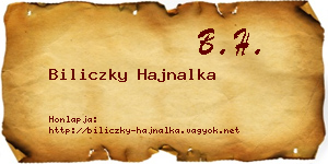 Biliczky Hajnalka névjegykártya